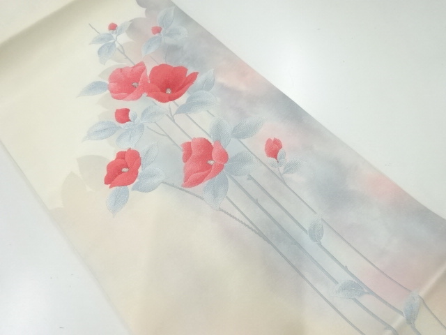 JAPANESE NAGOYA OBI / WOVEN FLORAL PLANTS
